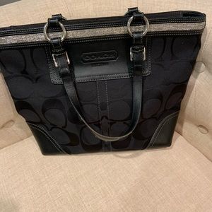 Black Coach tote with beaded detailing